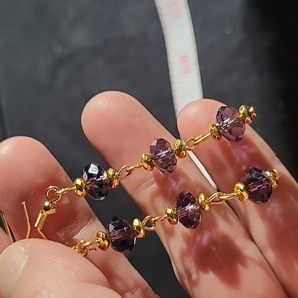 Handcrafted Swarovski Amethyst crystal and hematite earrings - Picture 2 of 6
